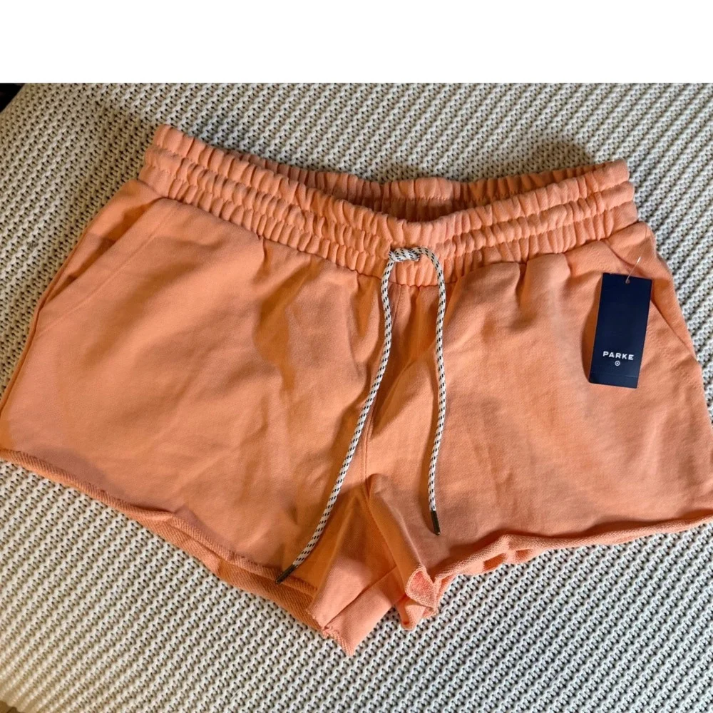 Parke x Target Women Orange Drawstring Sweat Shorts Raw Hem Size M